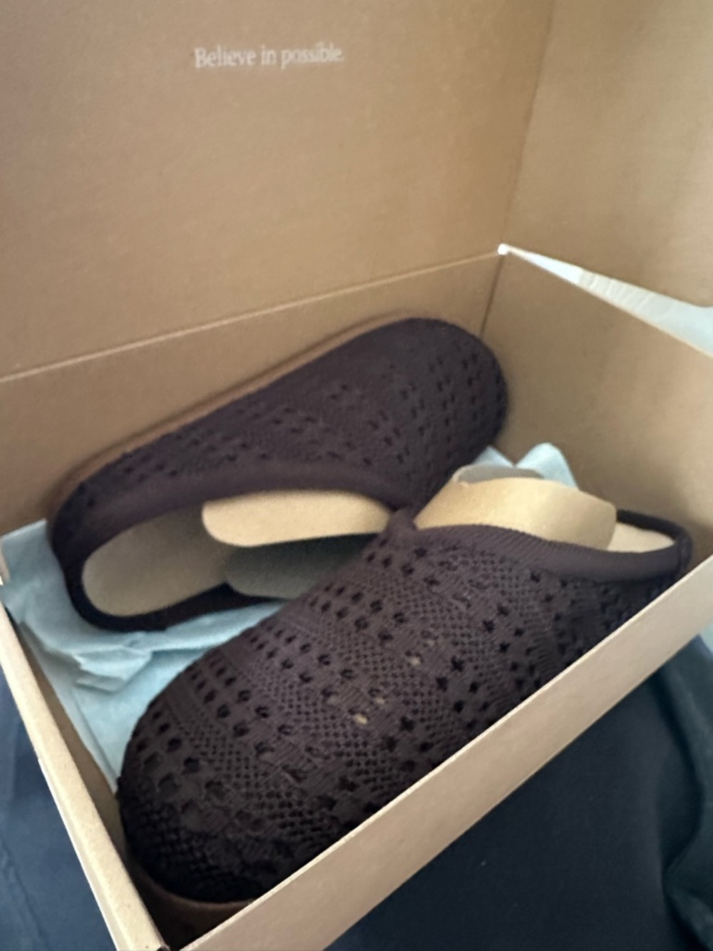 Rothy's Dark Brown Knit Slip-On Clogs